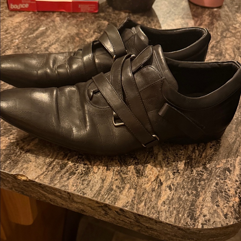 Louis Vuitton Dark Leather Derbys with Strap Detail